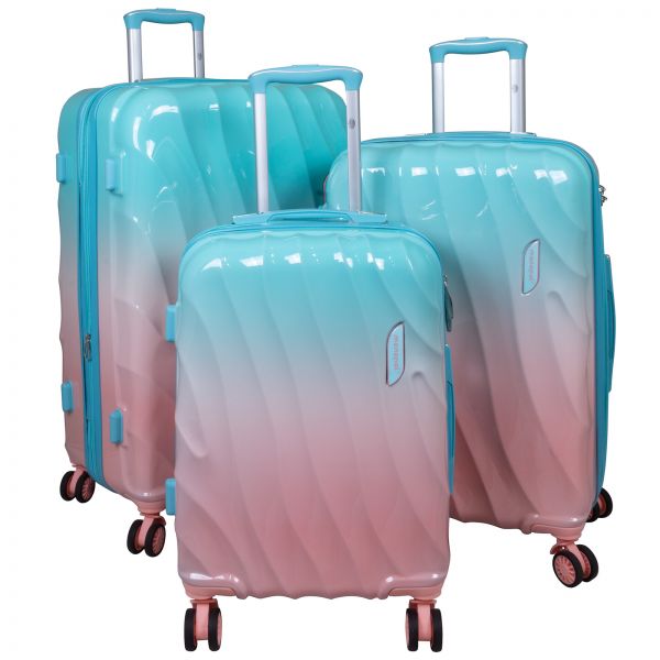 Polycarbonat Kofferset 3tlg Marbella blau-pink