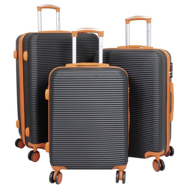 ABS Kofferset 3tlg Santorin schwarz-orange