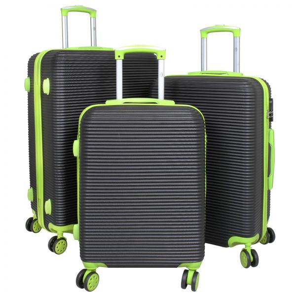 ABS Kofferset 3tlg Santorin schwarz-grün